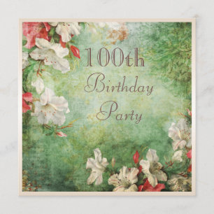 100:e Födelsedagsfesten Shabby chic Hibiscus Flowe Inbjudningar