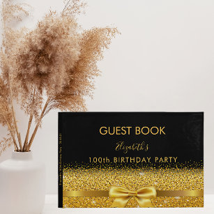 100:e födelsedagsfesten svart guld-glam-gnistra gästböcker