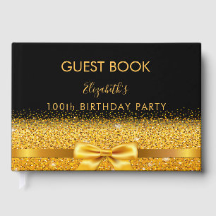 100:e födelsedagsfesten svart guld-glam-gnistra gästböcker