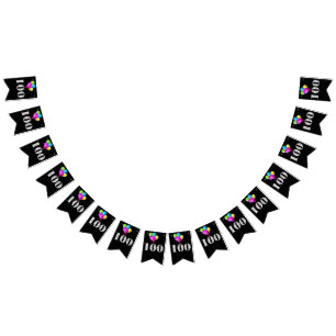 100:e födelsedagsfestens ballonger vimplar