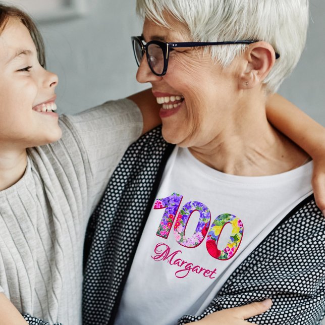 100:e Födelsedagsfestens Blommigt Flowers Modern 1 T Shirt (Skapare uppladdad)