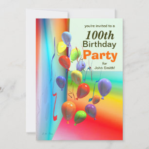 100:e Födelsedagsfestens bubbelvägg Inbjudningar