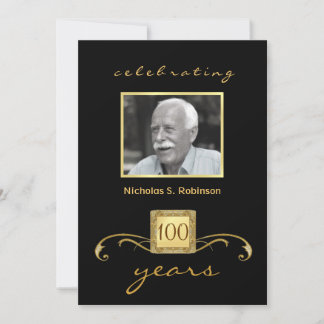 100:e Födelsedagsfestens Elegant - fotoinbjudninga Inbjudningar