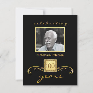 100:e Födelsedagsfestens Elegant - fotoinbjudninga Inbjudningar