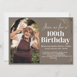 100:e Födelsedagsfestens enkla foto i familjen Inbjudningar