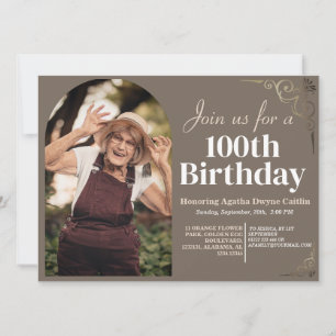 100:e Födelsedagsfestens enkla foto i familjen Inbjudningar
