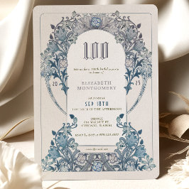 100:e födelsedagsinbjudan Art nouveau W. Morris Inbjudningar