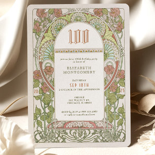 100:e födelsedagsinbjudan till Art nouveau från Mu Inbjudningar