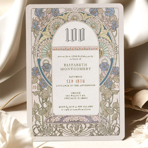 100:e födelsedagsinbjudan till Art nouveau från Mu Inbjudningar