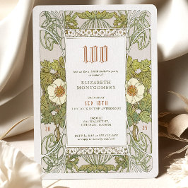 100:e födelsedagsinbjudan till Art nouveau från Mu Inbjudningar