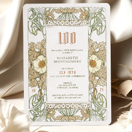 100:e födelsedagsinbjudan till Art nouveau från Mu Inbjudningar
