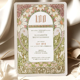 100:e födelsedagsinbjudan till Daisy i Art nouveau Inbjudningar