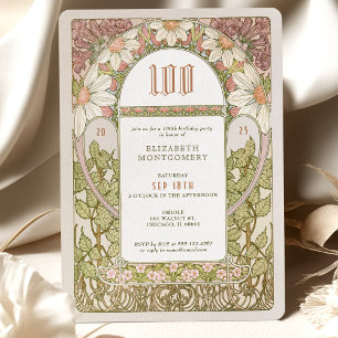 100:e födelsedagsinbjudan till Daisy i Art nouveau Inbjudningar