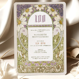 100:e födelsedagsinbjudan till Daisy i Art nouveau Inbjudningar