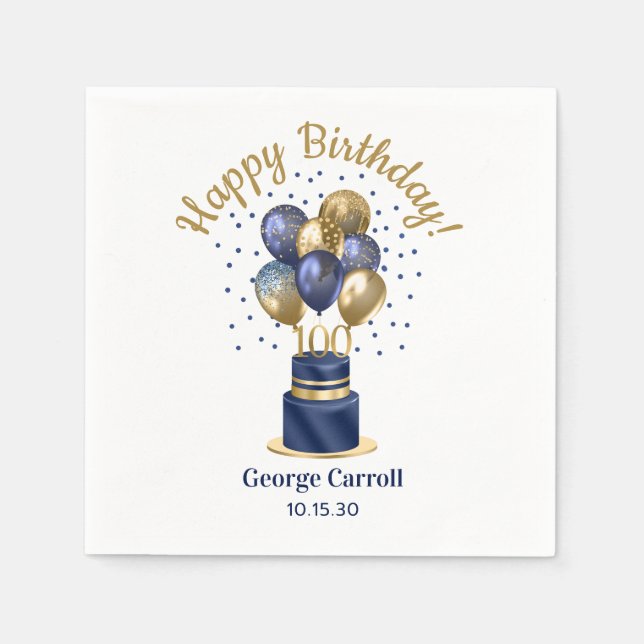 100:e födelsedagskalkningen Ballonkummel Pappersservett (Framsidan)