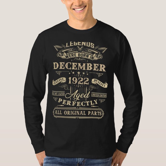 100:e födelsedagsljud född i december 1922 100 t shirt (Framsida)