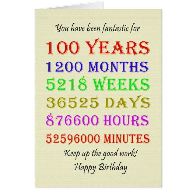100:e födelsedagsmilstolpar hälsningskort (Framsidan)