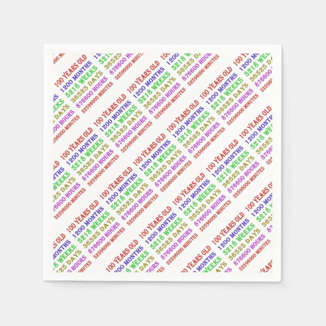 100:e födelsedagsmilstolpar pappersservett (Framsidan)