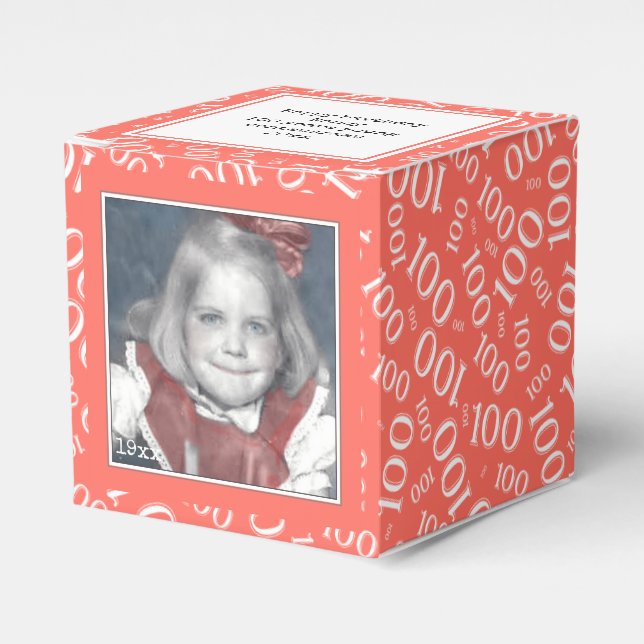 100:e foto - koral/vitt nummer Mönster Presentaskar (Framsidan Sidan)
