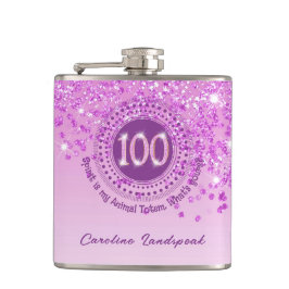 100:e och Rosa Glitter & Drinking-citat Fickplunta