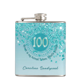 100:e och skalblått Glitter och dragcitat Fickplunta