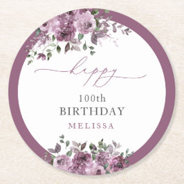 100:e Personligens Elegant Lila Flower Underlägg Papper Rund
