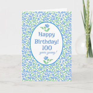 100:e Söten Blått Grönt Periwinkle Blommigt Kort