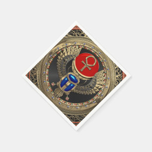 [100] Egyptiska Winged Scarab i Helig Guld med Ank Pappersservett