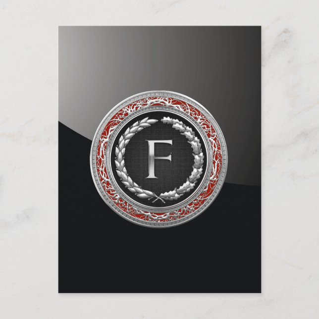 [100] "F" Silver Vintage Monogram Vykort (Framsida)