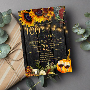 100 fantastiska år rustika höst 100-årsdag inbjudningar