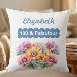100 & fantastiska namngerbera blommor rosa kudde