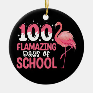 100 fantastiska skoldagar Flamingo lärare Julgransprydnad Keramik