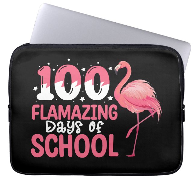 100 fantastiska skoldagar Flamingo lärare Laptop Fodral (Framsidan)