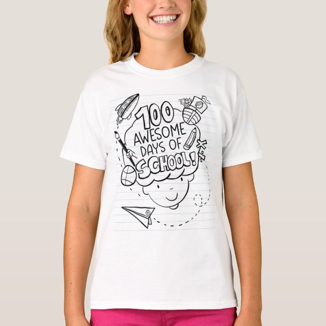 100 fantastiska skoldagar t shirt (Framsida)