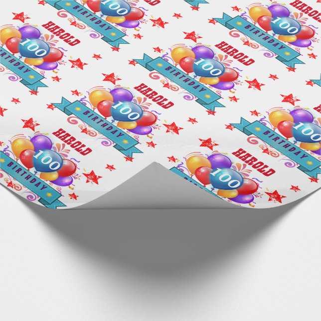 100. Festliga ballonger och röda stjärnor 20D för Presentpapper (Hörn)