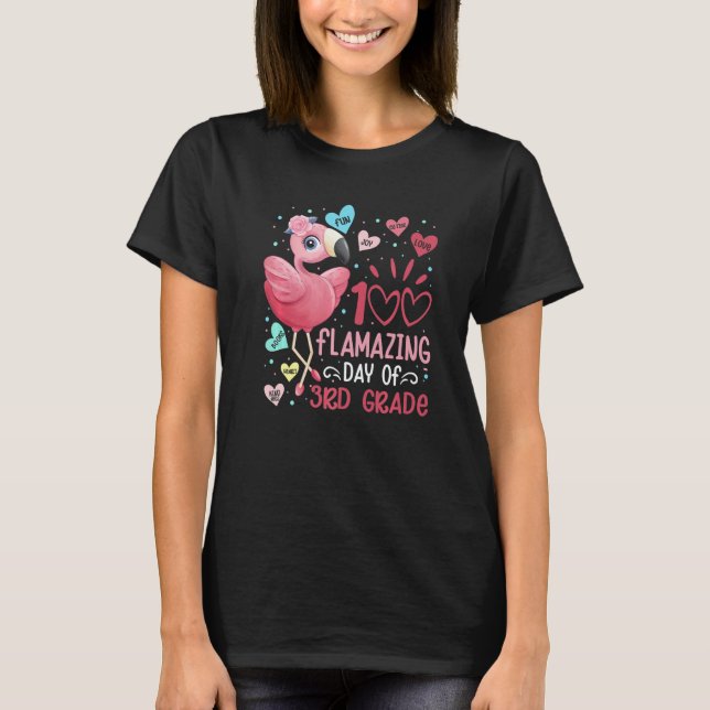 100 Flamazing Day of 3rd Grade Flamingo 100 Days S T Shirt (Framsida)