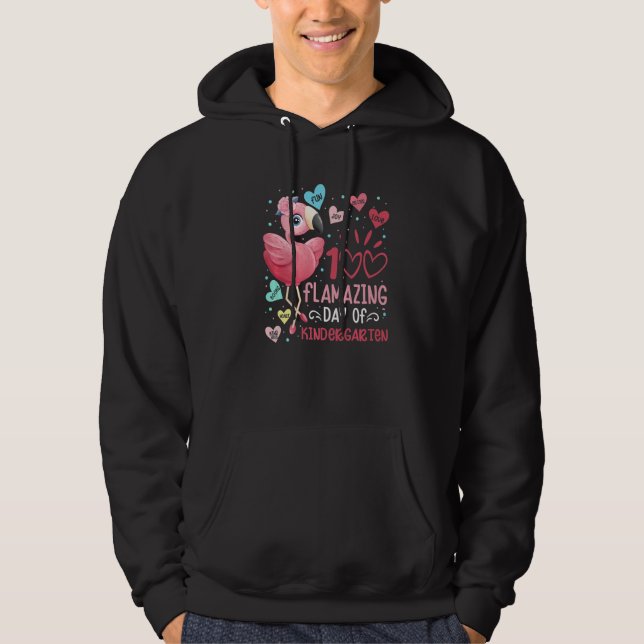 100 Flamazing Day of Kindergarten Flamingo 100 Day Hoodie (Framsida)