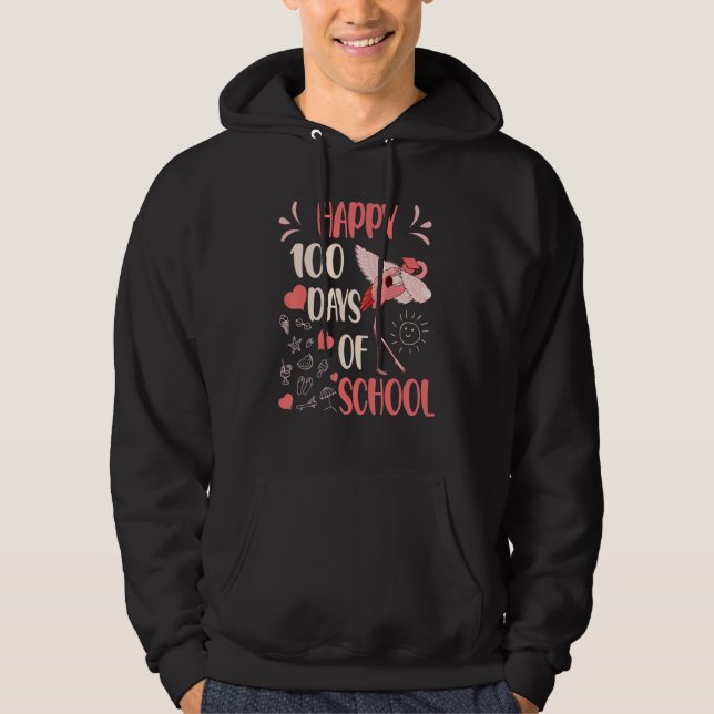 100 Flamazing Days of School Flamingo 100th Day Te Hoodie (Framsida)
