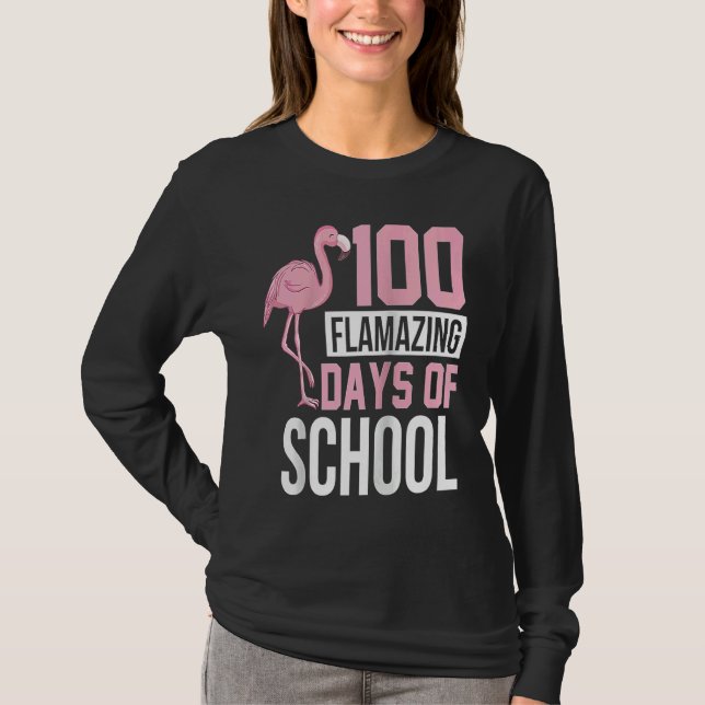 100 Flamazing Days of School Flamingo 100th Day Te T Shirt (Framsida)