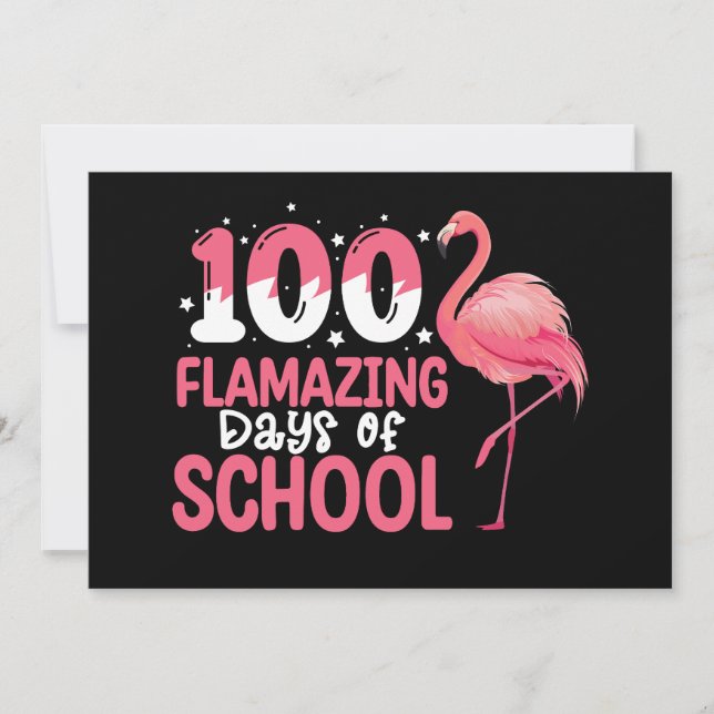 100 Flamazing Days of School Flamingo Teacher Inbjudningar (Framsida)