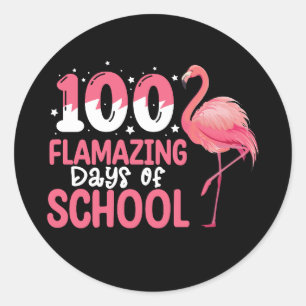 100 Flamazing Days of School Flamingo Teacher Runt Klistermärke
