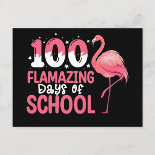 100 Flamazing Days of School Flamingo Teacher Vykort