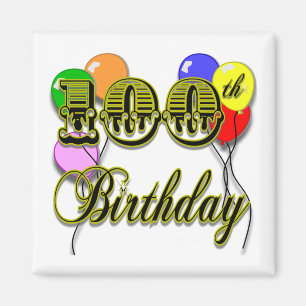 100. Födelsedag med ballonger Magnet