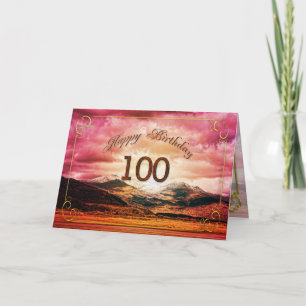 100 födelsedag, solnedgång över bergen kort