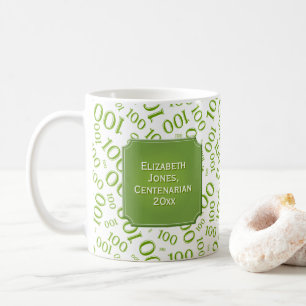 100. Födelsedaggrönt numrerar mönstercentenarianen Kaffemugg
