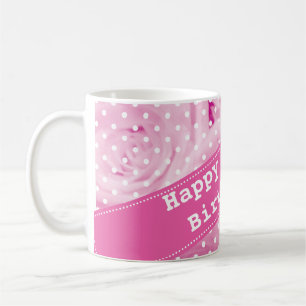 100. Födelsedagmugg med rosa rosblommor Kaffemugg