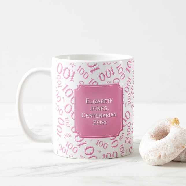 100. Födelsedagrosor numrerar mönstercentenarianen Kaffemugg (Med munk)