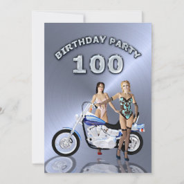 100 Födelsedagsfest inbjudan med motorcykel