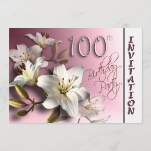 100. födelsedagsfest inbjudan - vitliljar
