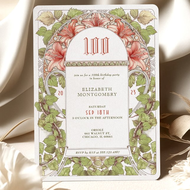 100 Födelsedagsinbjudan Art nouveau Alphonse Mucha Inbjudningar (Skapare uppladdad)